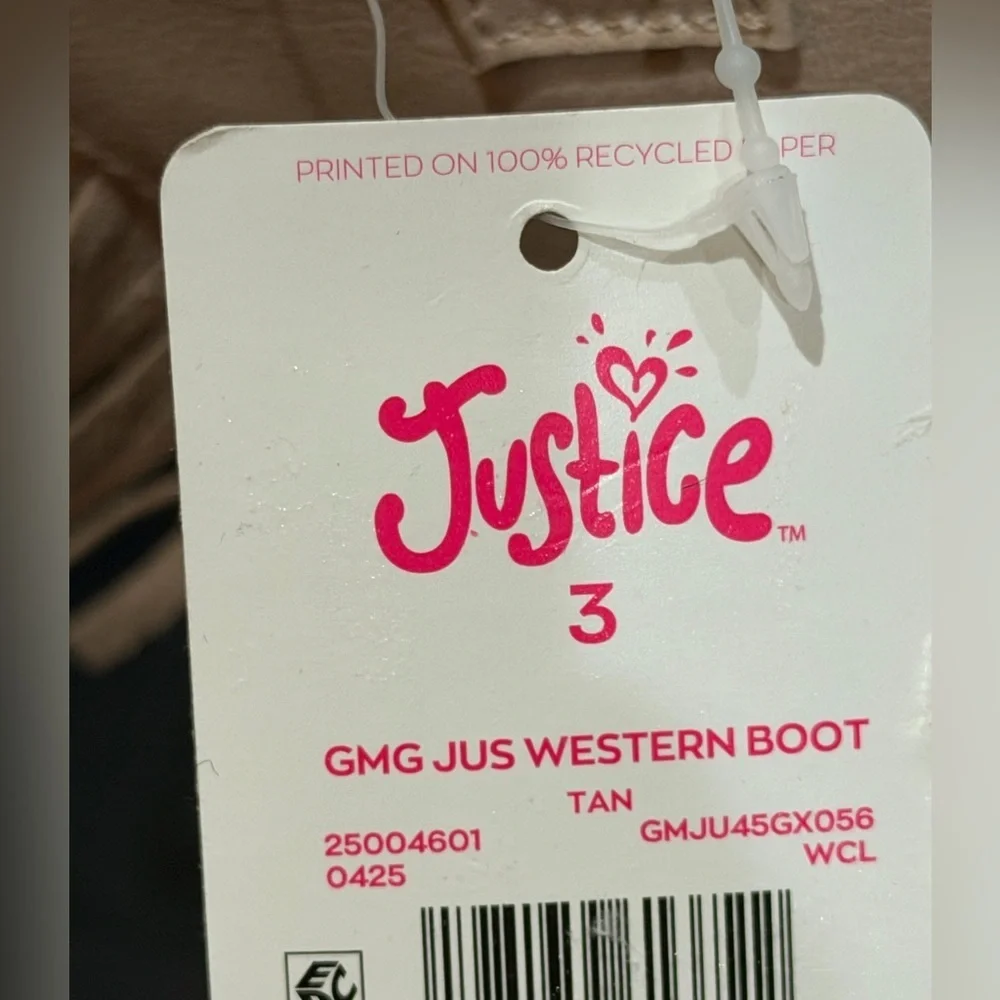 Justice Girl Cowgirl Western Boots size 3
